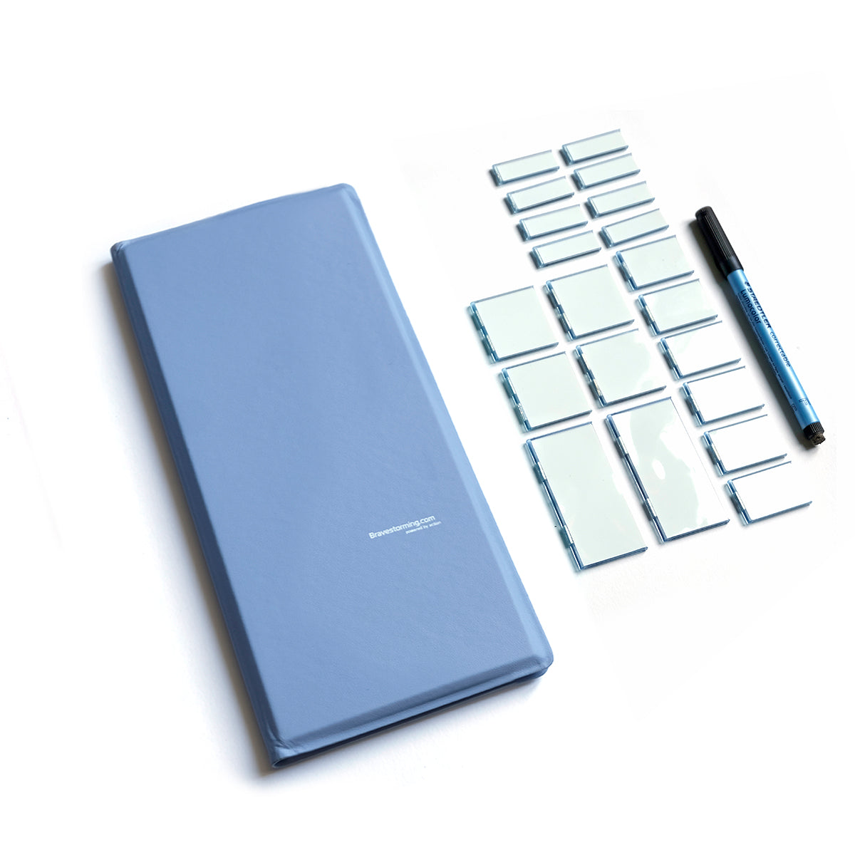 violet notebook with tiny whiteboards