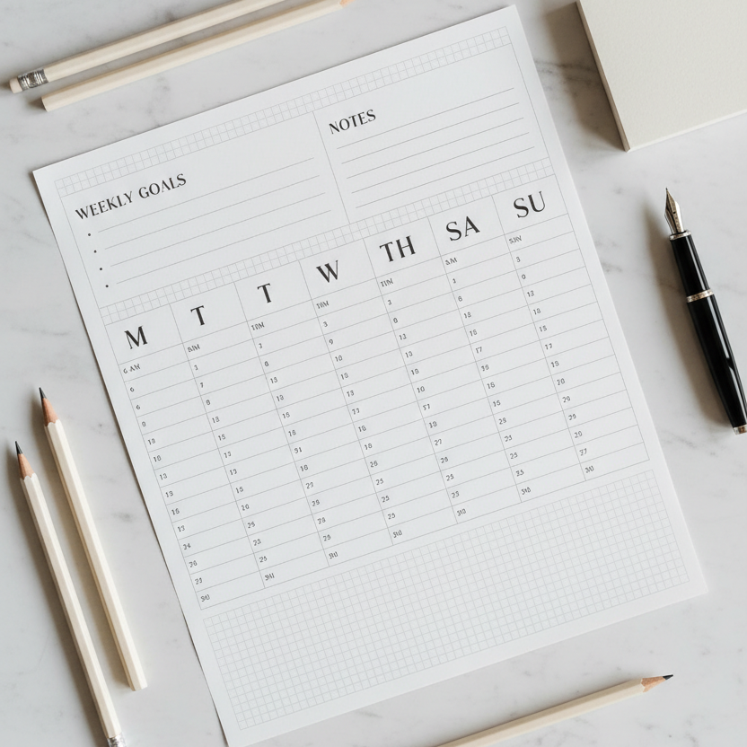 Moverbook weekly template 12-hours